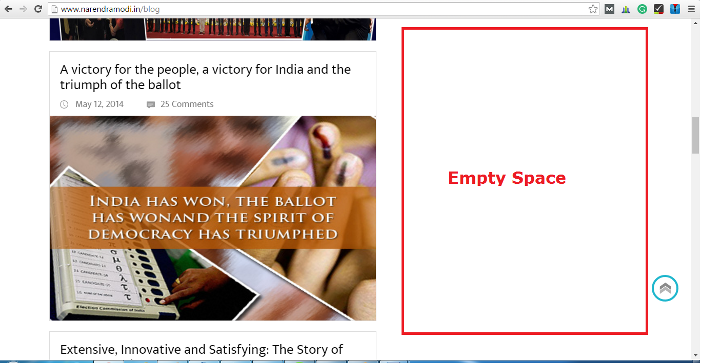 Empty Space on Narendra Modi Blog