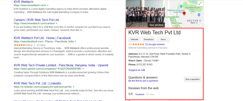 KVR Google My Business Page