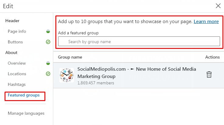 LinkedIn Groups Selection