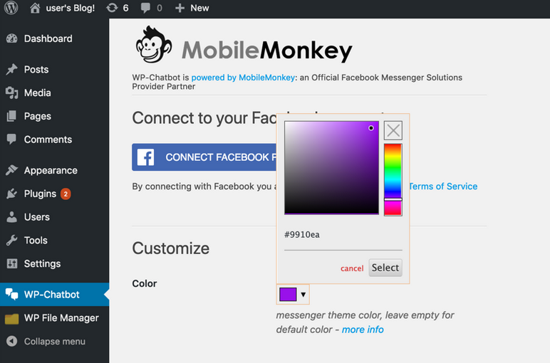 WP-CHATBOT by Mobile Monkey