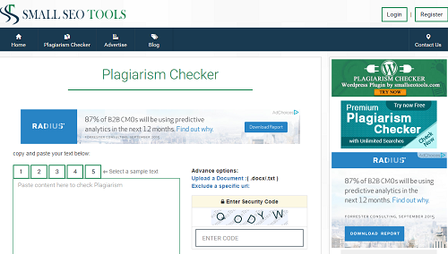 SmallSeoTool to Check Plagiarism