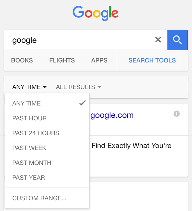 Google Search Filter on Mobile