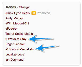 Example of Twitter Trending Feature